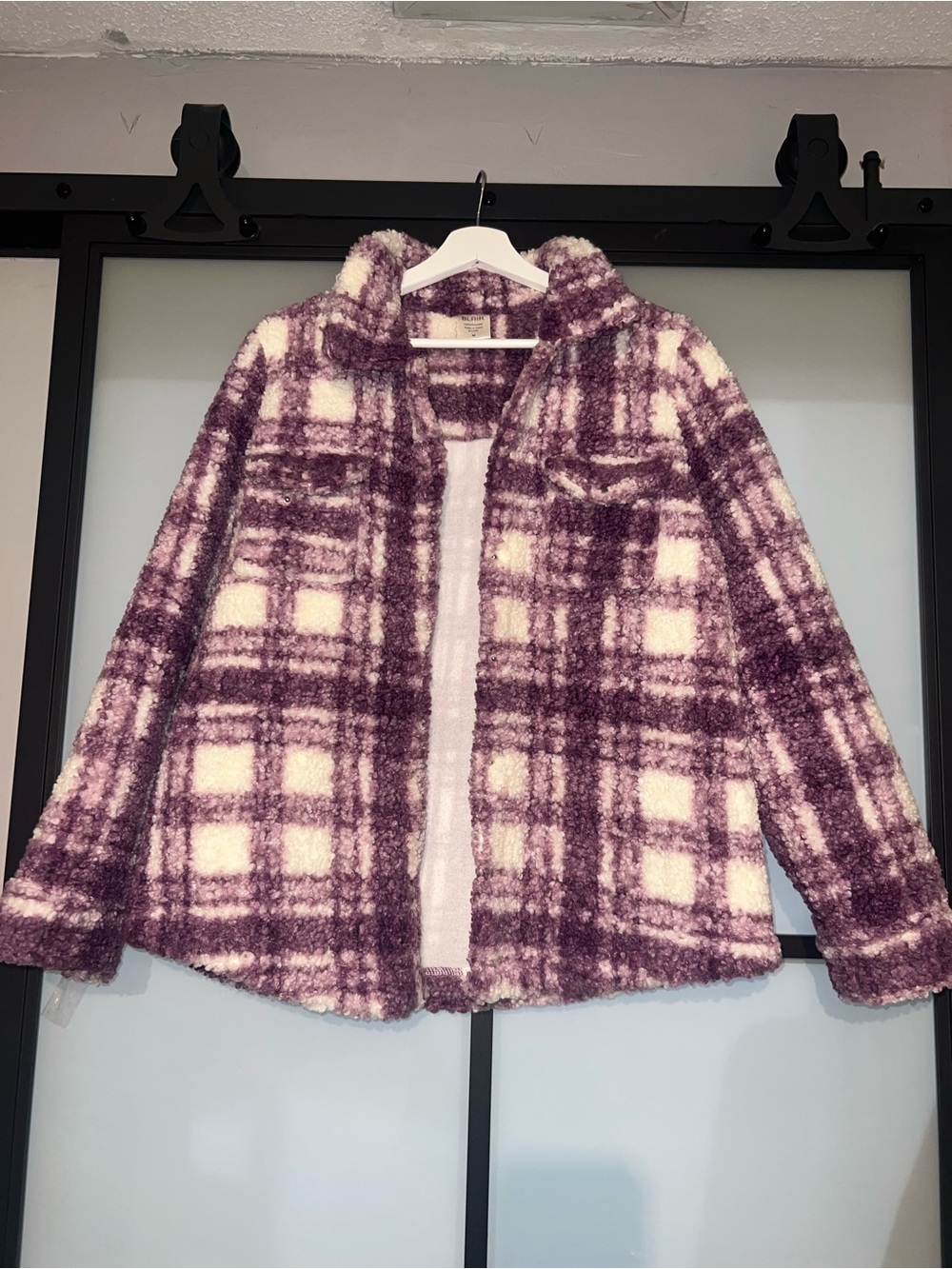 Blair Purple Plaid Sherpa Teddy Shacket - Size M